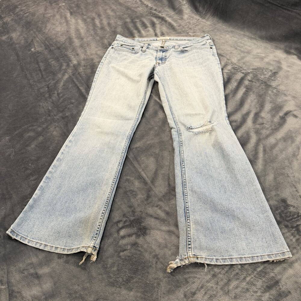 VTG Y2K American Eagle Jeans Women Sz 6 Hipster Wide Leg Flare 2000s Distressed